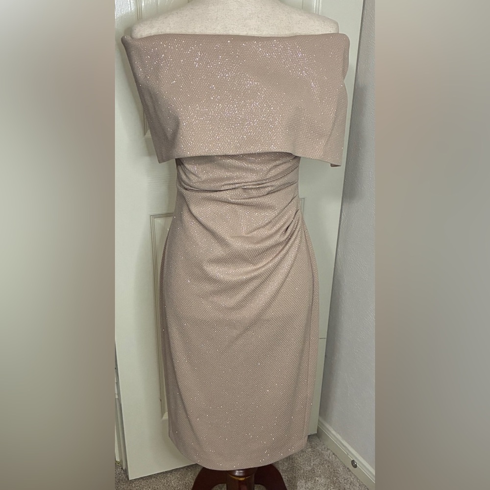 VINCE CAMUTO Covktail Shimmer off-shoulder dress champagne Size 4  Prom Formal